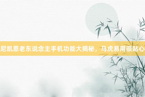 尼凯恩老东说念主手机功能大揭秘，马虎易用很贴心